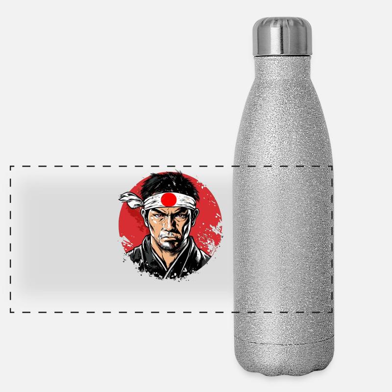 Japanese Samurai Warrior  Panoramic Glitter Thermal Bottle 500 ml
