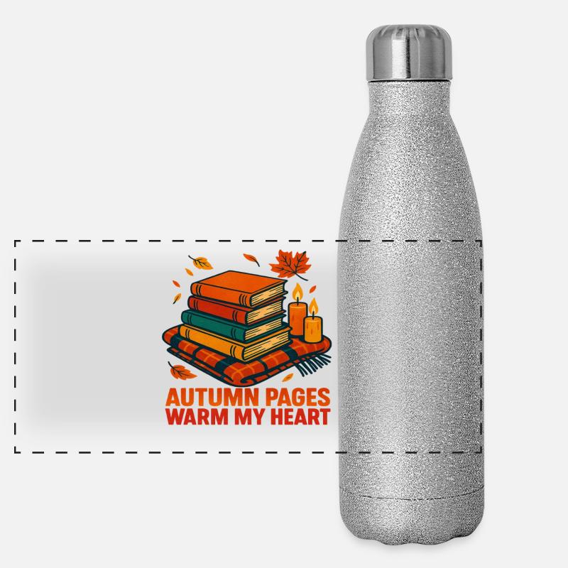 Autumn Reading Books Book Lover Bookworm Panoramic Glitter Thermal Bottle 500 ml