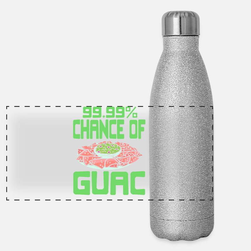 Guac God Funny Avocado Dip Meme Humor Panorama Glitzer Isolierflasche 500 ml
