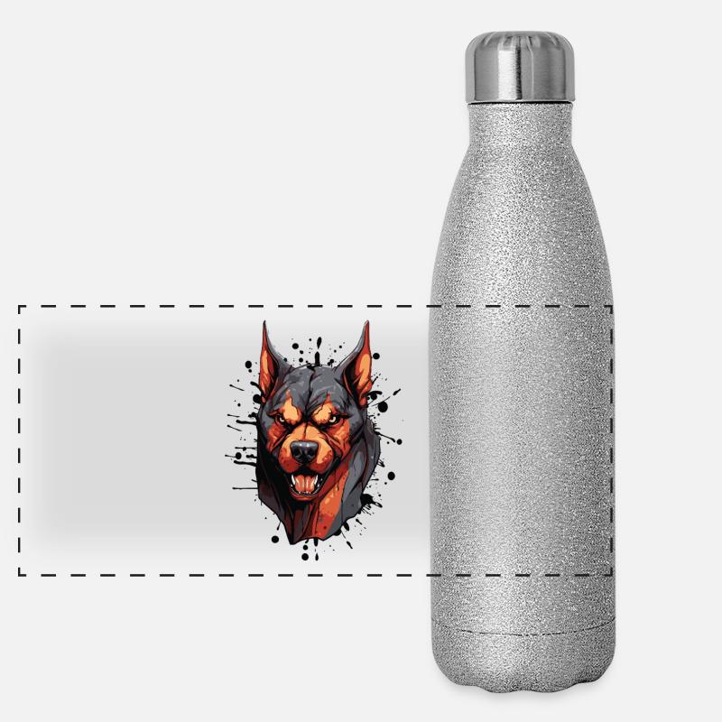 Doberman Head Dog Panoramic Glitter Thermal Bottle 500 ml