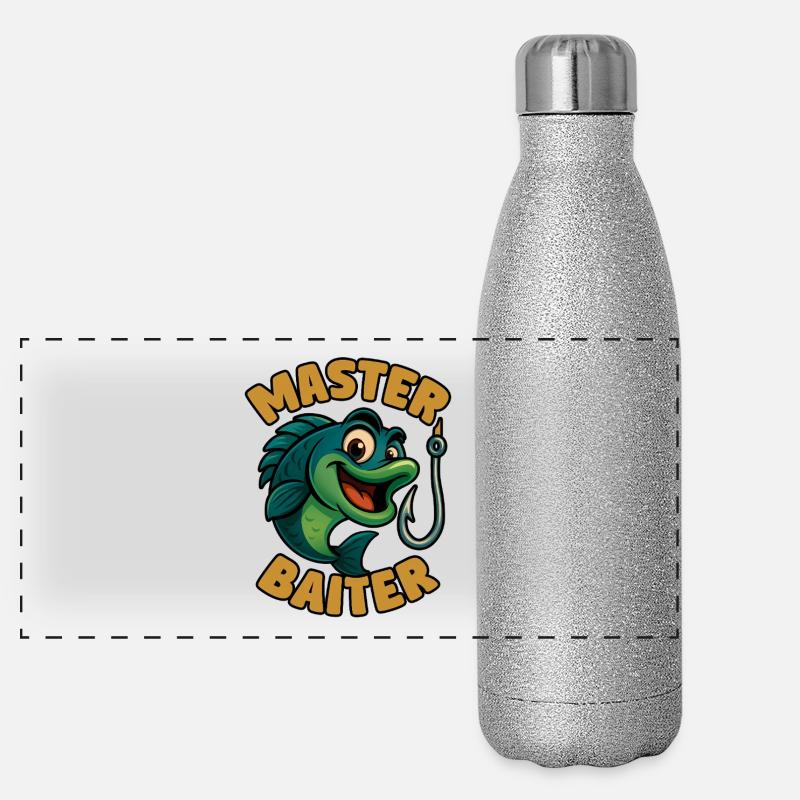 Master Baiter – funny fishing pun Panoramic Glitter Thermal Bottle 500 ml