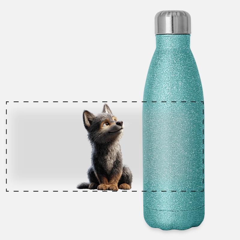 Wolf Love Wolves Wolf Pack Wolfhound Wild Wolf Gourde isotherme panoramique pailletée 500 ml