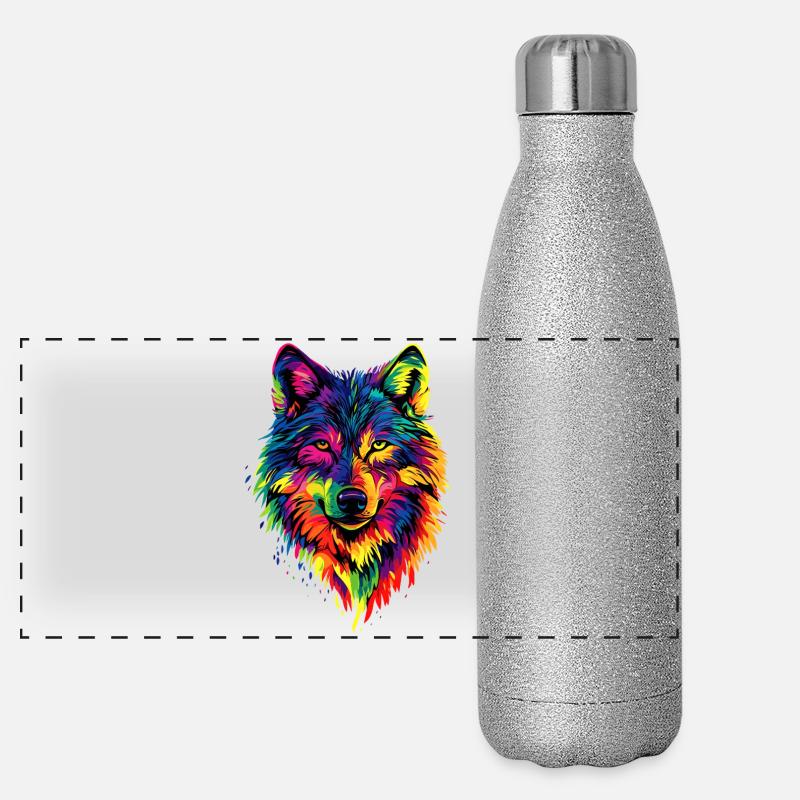 Wolf Love Wolves Wolf Pack Wolfhound Wild Wolf Gourde isotherme panoramique pailletée 500 ml