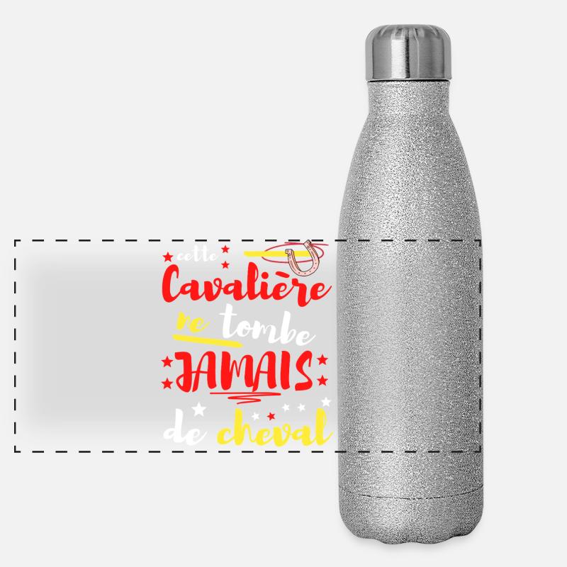 Cette Cavaliere Ne Tombe JAMAIS de cheval Gourde isotherme panoramique pailletée 500 ml
