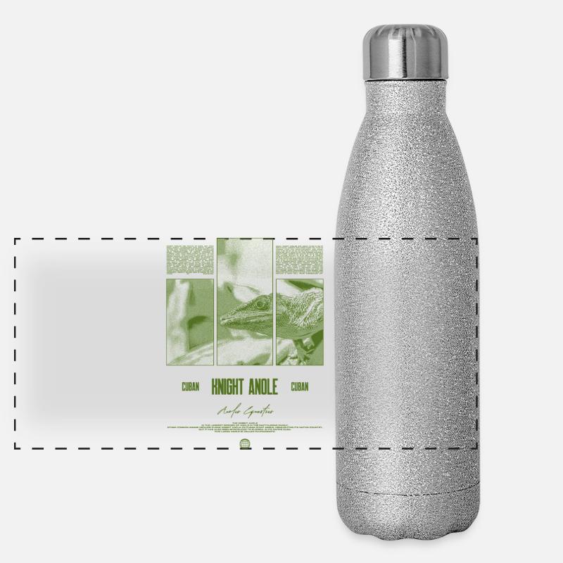 Cuban Knight Anole Lizard Owner Reptile Keeper Panoramic Glitter Thermal Bottle 500 ml