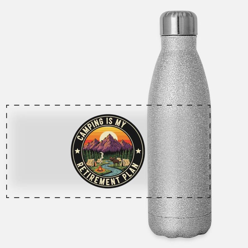 Retiree Camping Retirement Plan Panoramic Glitter Thermal Bottle 500 ml