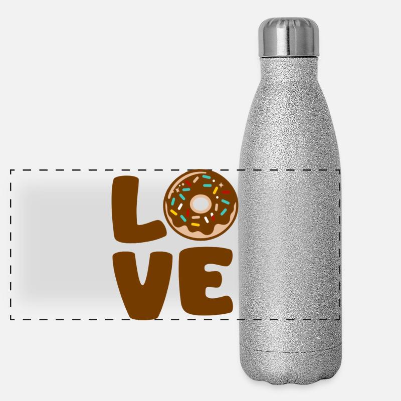 Amour Donut Typographique Doux Gourde isotherme panoramique pailletée 500 ml