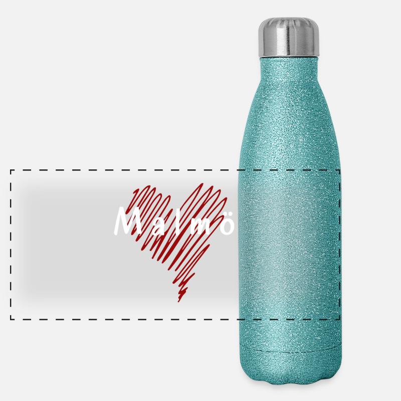 Ich liebe Malmö, Malmö, Schweden Panorama Glitzer Isolierflasche 500 ml