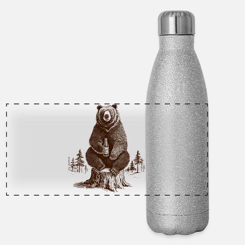 Bier Bär Panorama Glitzer Isolierflasche 500 ml