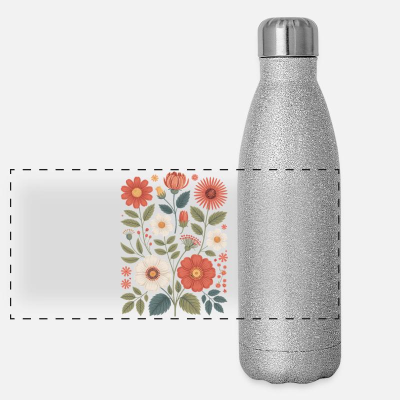 Botanique Diversité Fleur Jardin Prairie Nature Gourde isotherme panoramique pailletée 500 ml