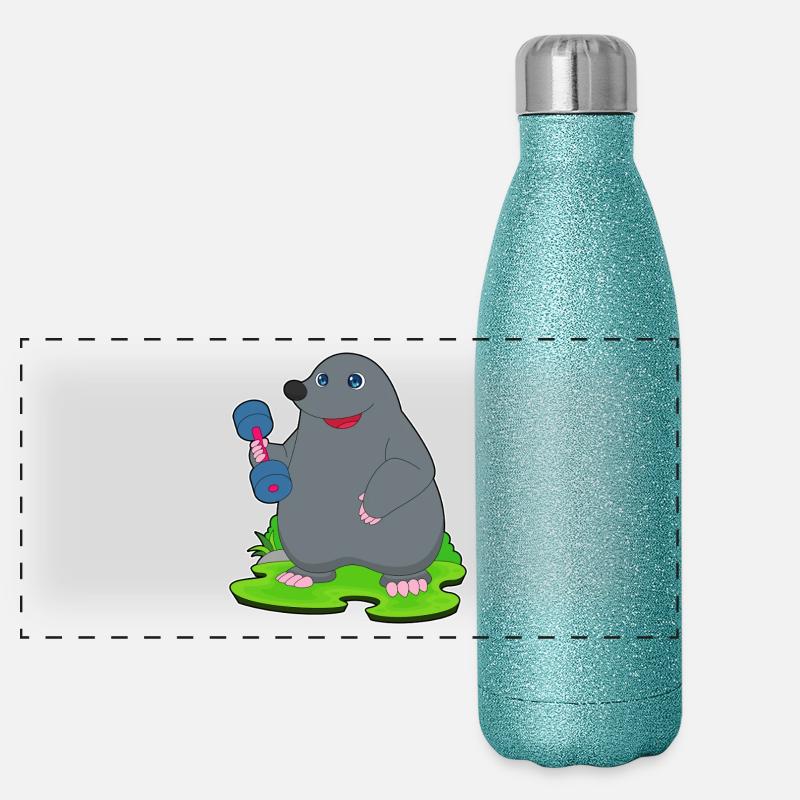 Maulwurf Bodybuilder Hantel Bodybuilding Panorama Glitzer Isolierflasche 500 ml