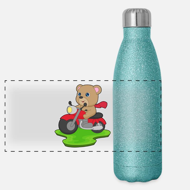 Bär Motorrad Panorama Glitzer Isolierflasche 500 ml