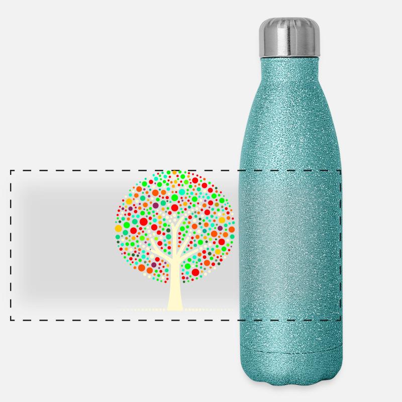 Bunter Punktbaum Panorama Glitzer Isolierflasche 500 ml