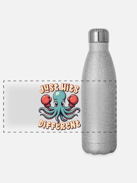 Trifft einfach anders - Panorama Glitzer Isolierflasche 500 ml - Silber Glitzer