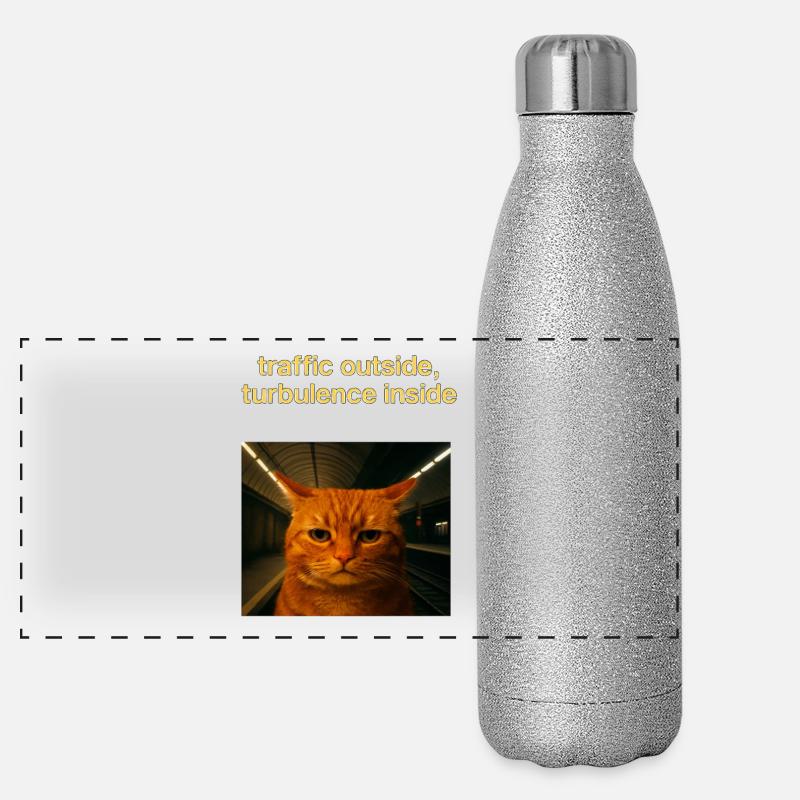 Chat a fait du selfie dans le métro Idée de mème drôle Gourde isotherme panoramique pailletée 500 ml