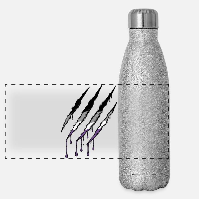 Ace Pride Claw - Marque de griffure de drapeau asexué Gourde isotherme panoramique pailletée 500 ml