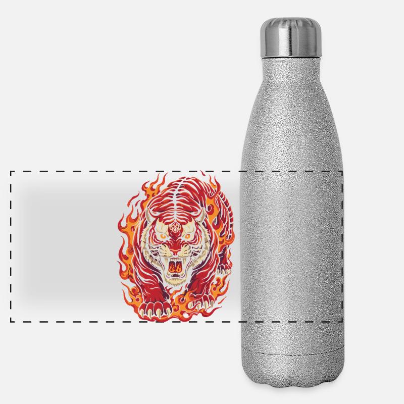 Feuertiger-Geist-Design Panorama Glitzer Isolierflasche 500 ml