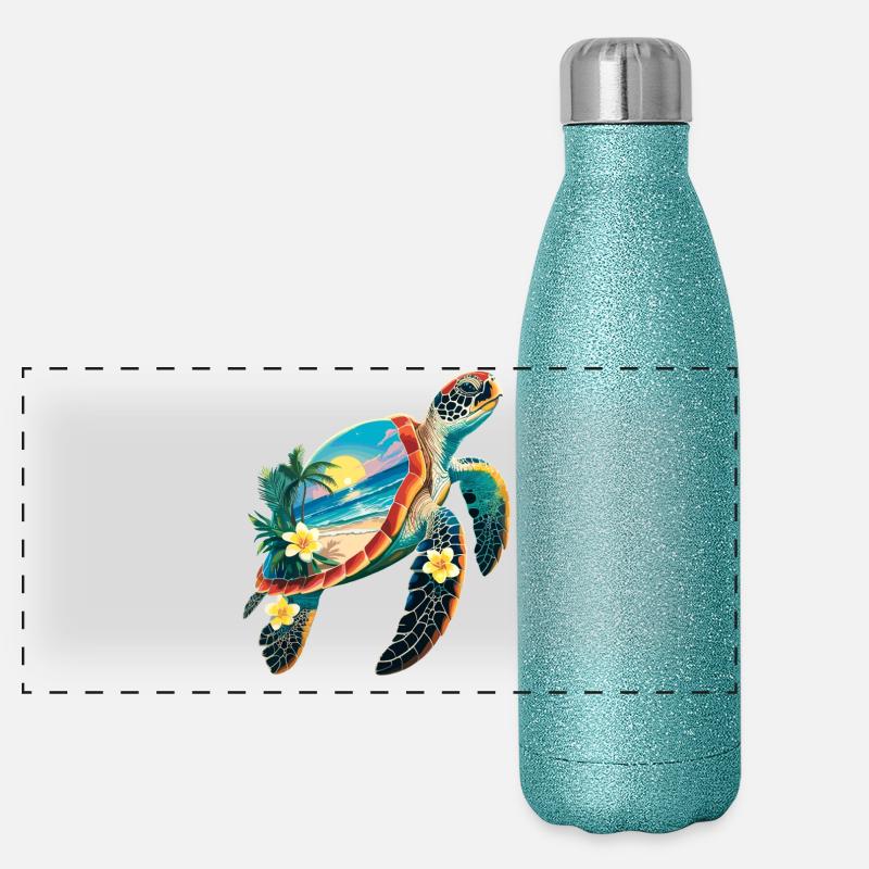 Turtle Waves Surf Turtle Surfer Turtles Panoramic Glitter Thermal Bottle 500 ml