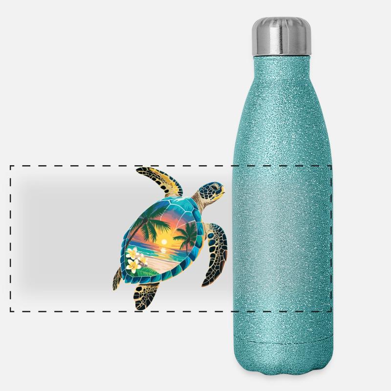 Turtle Waves Surf Turtle Surfer Turtles Panoramic Glitter Thermal Bottle 500 ml