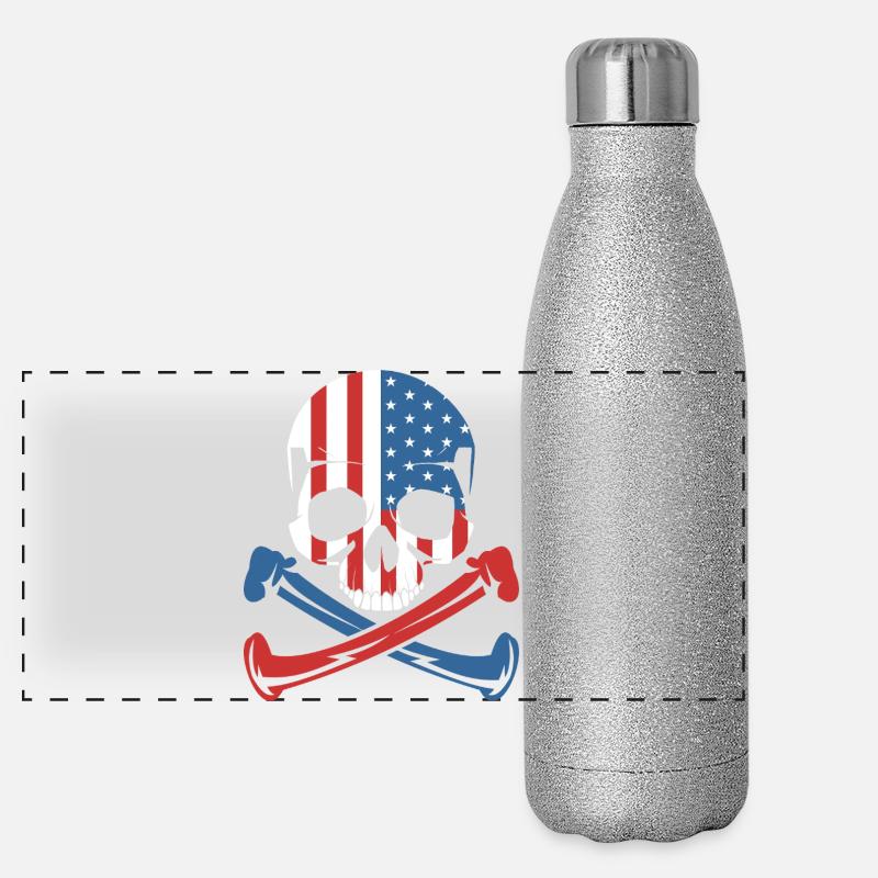 Chemise avec le drapeau américain en forme de crâne Gourde isotherme panoramique pailletée 500 ml