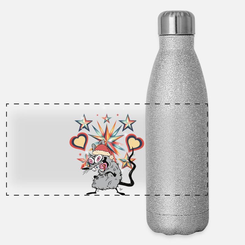 Retro Nikolaus Maus 60er Panorama Glitzer Isolierflasche 500 ml
