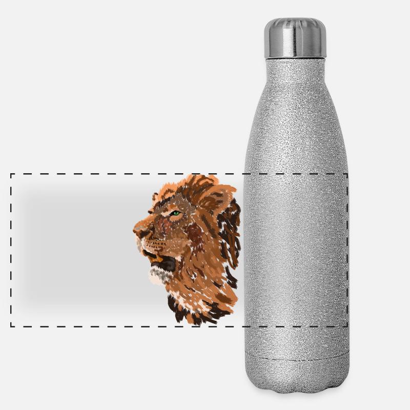 Lion head in brush style Panoramic Glitter Thermal Bottle 500 ml