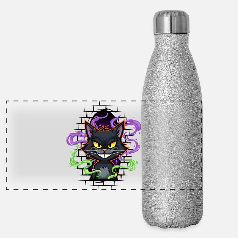 Graffiti Katze Neon Panorama Glitzer Isolierflasche 500 ml