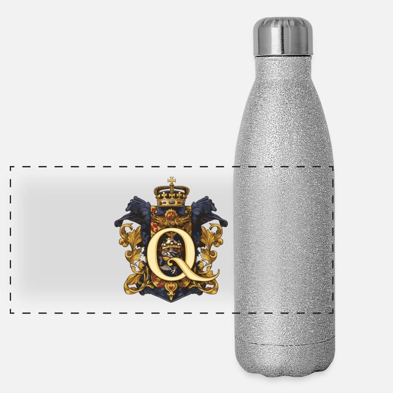 Q Letter Name Crown Panoramic Glitter Thermal Bottle 500 ml