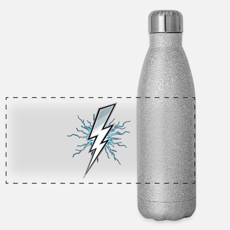 Blitz Blitzschlag Gewitter Strom Sturm Panorama Glitzer Isolierflasche 500 ml