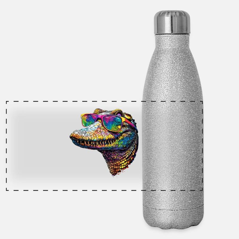 Caïman Crocodile Alligator Reptiles Crocodile Caïmans Gourde isotherme panoramique pailletée 500 ml
