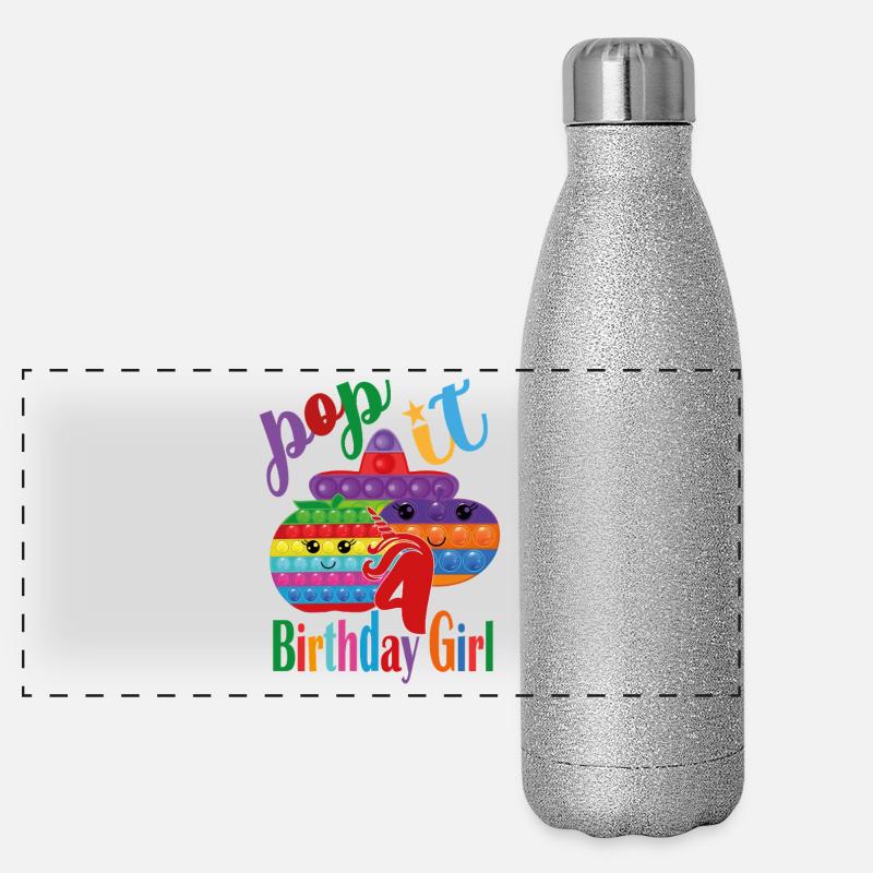 pop it Geburtstagskind 4 Panorama Glitzer Isolierflasche 500 ml