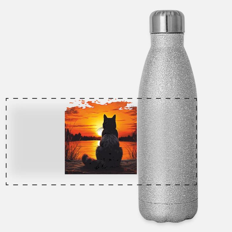 COUCHER DE SOLEIL CHAT Gourde isotherme panoramique pailletée 500 ml