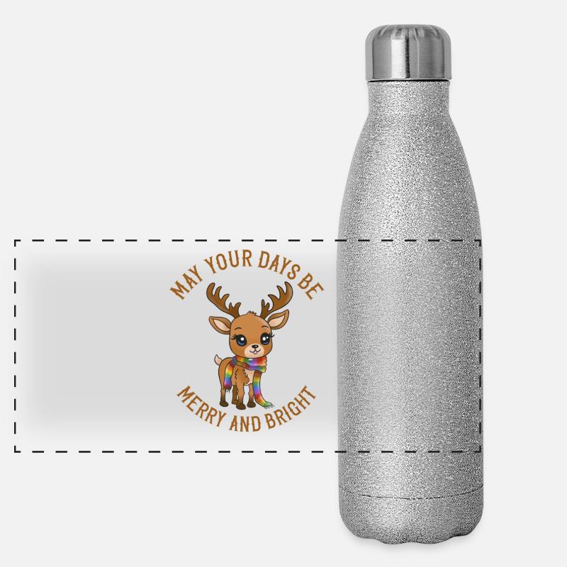 Que vos journées soient joyeuses !  Bébé renne Noël Gourde isotherme panoramique pailletée 500 ml