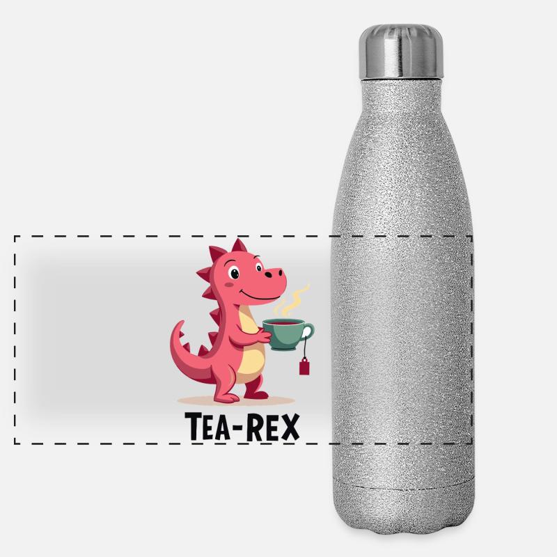 Tea-Rex Dino liebt Tee Panorama Glitzer Isolierflasche 500 ml