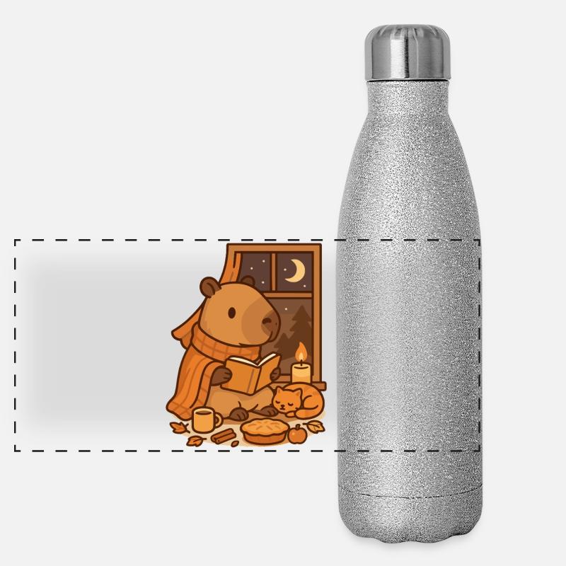 Coin lecture Capybara – Soirée d’automne douillette Gourde isotherme panoramique pailletée 500 ml