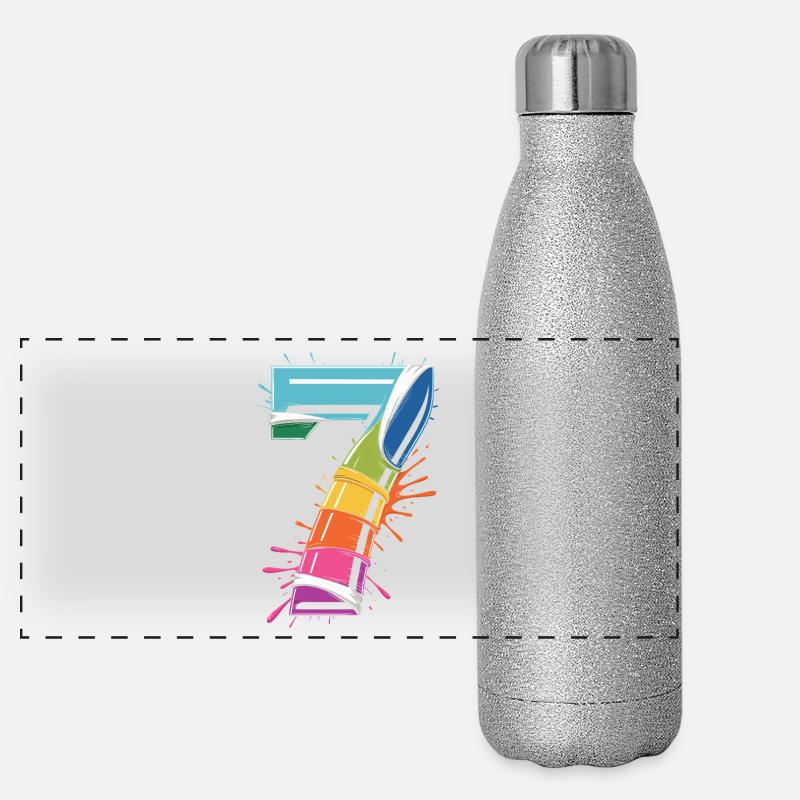 Regenbogen7 Spritzdesign Panorama Glitzer Isolierflasche 500 ml
