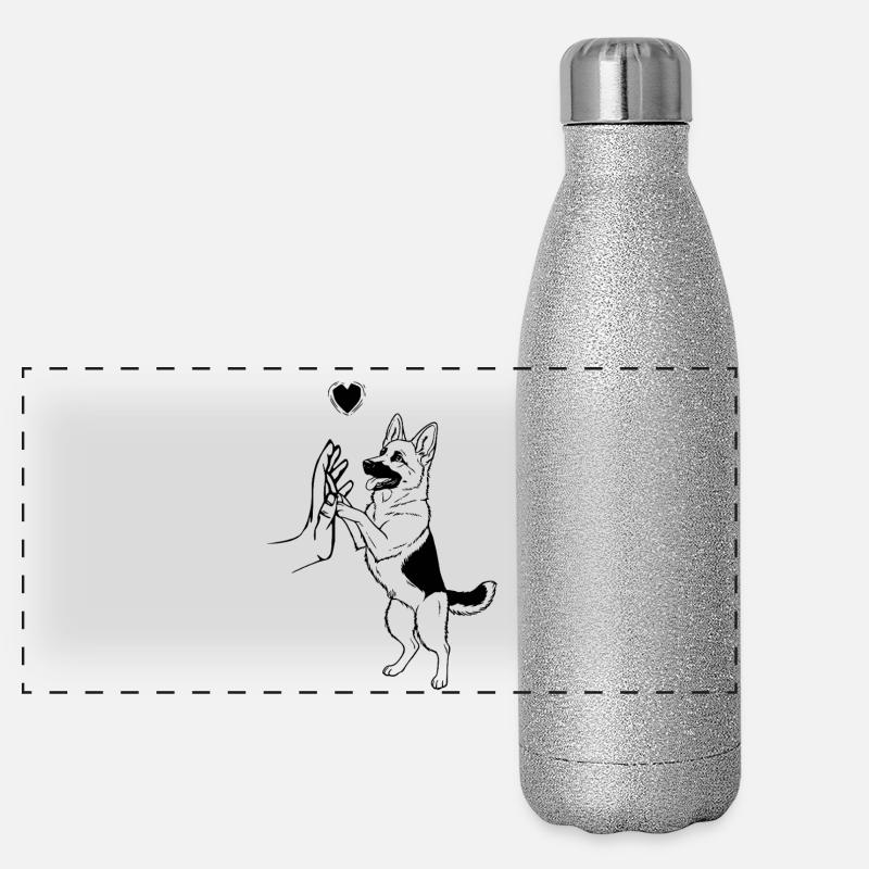 Deutscher Schäferhund Liebe Hund Kunst Panorama Glitzer Isolierflasche 500 ml