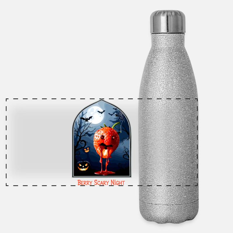 Strawberry Halloween - Berry Scary Night Panoramic Glitter Thermal Bottle 500 ml
