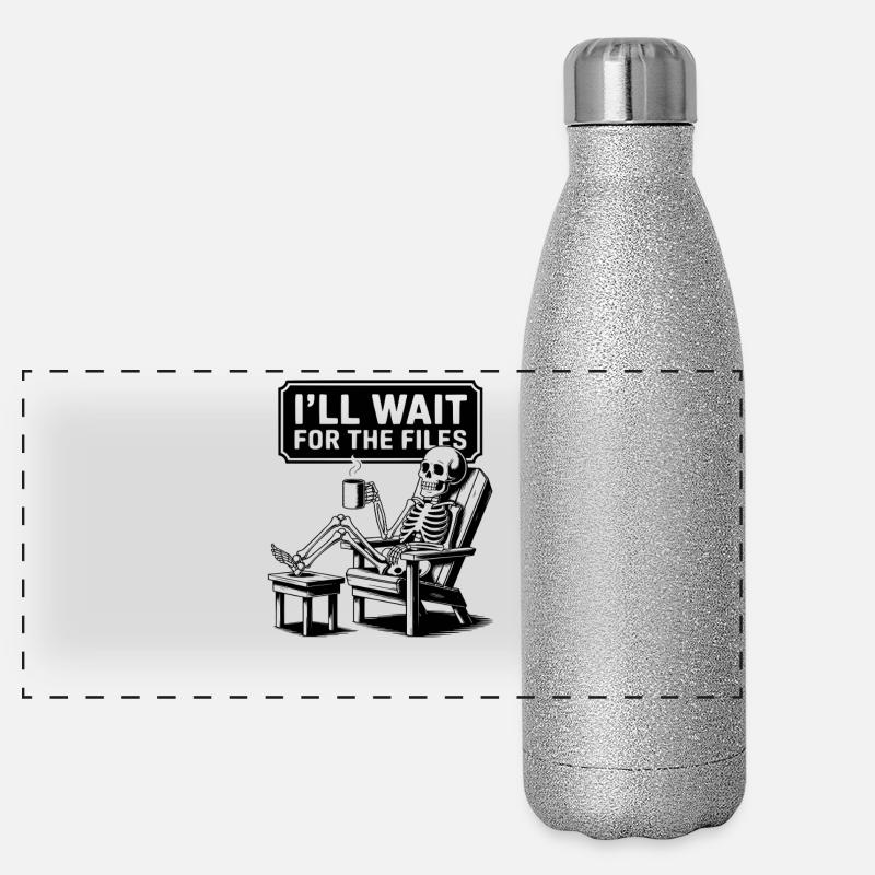 Waiting Skeleton Meme Project Manager Office Panoramic Glitter Thermal Bottle 500 ml
