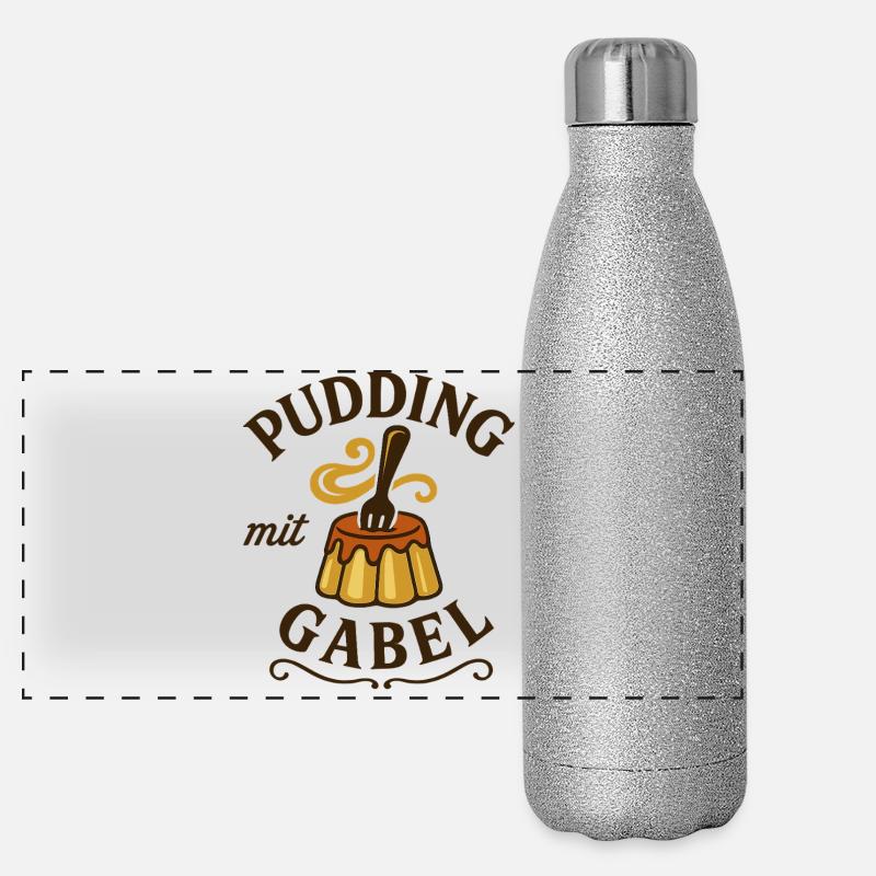 Pudding mit Gabel Panorama Glitzer Isolierflasche 500 ml
