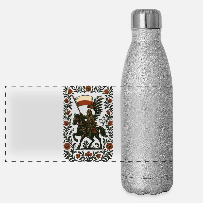 Polnische Husaren Volkskunst Design Panorama Glitzer Isolierflasche 500 ml