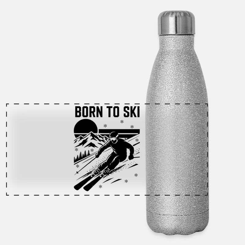 Citation de ski Born to Ski Gourde isotherme panoramique pailletée 500 ml