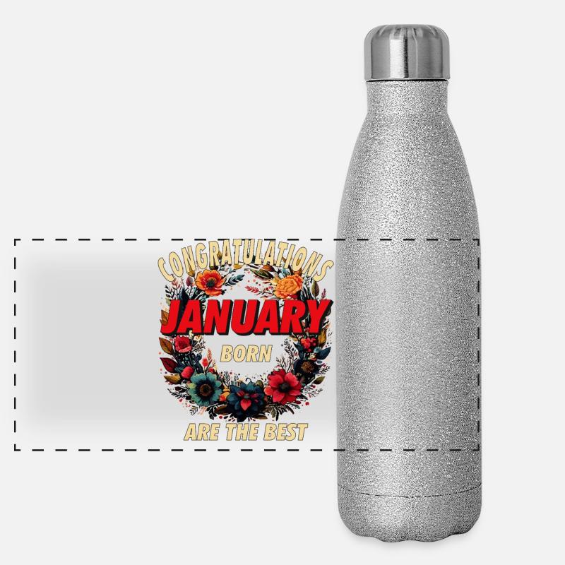 CONGRATULATIONS JANUARY Panoramic Glitter Thermal Bottle 500 ml