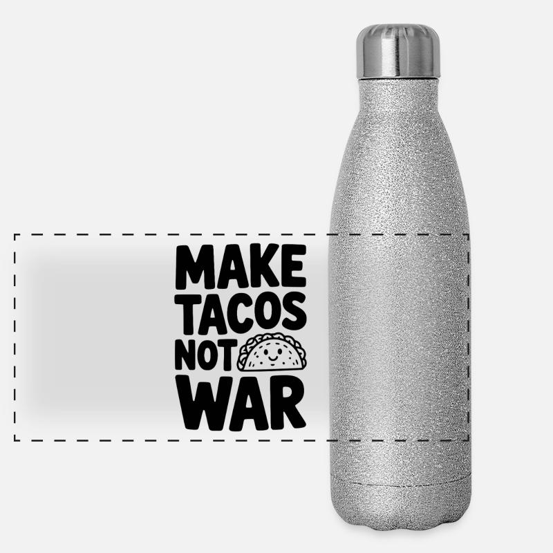 Machen Sie Tacos nicht zum Krieg Panorama Glitzer Isolierflasche 500 ml