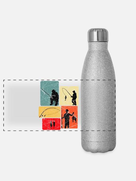 Angeln Angler - Panorama Glitzer Isolierflasche 500 ml - Silber Glitzer