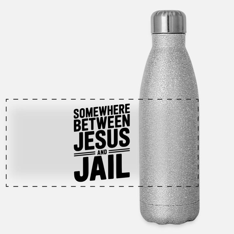 Somewhere Between Jesus and Jail Panoramic Glitter Thermal Bottle 500 ml