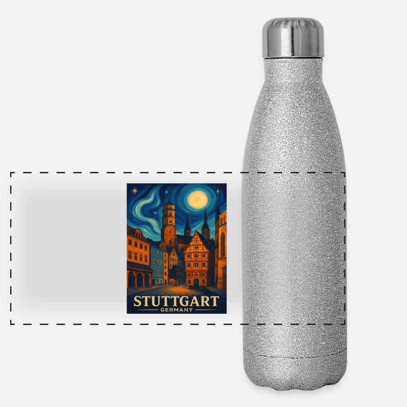 Stuttgart Panorama Glitzer Isolierflasche 500 ml
