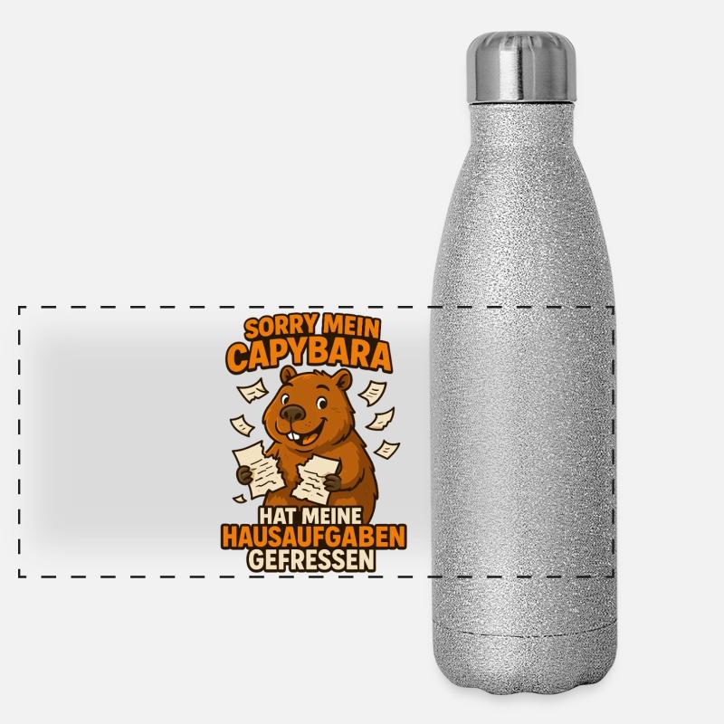 Mon capybara a mangé mes devoirs Gourde isotherme panoramique pailletée 500 ml
