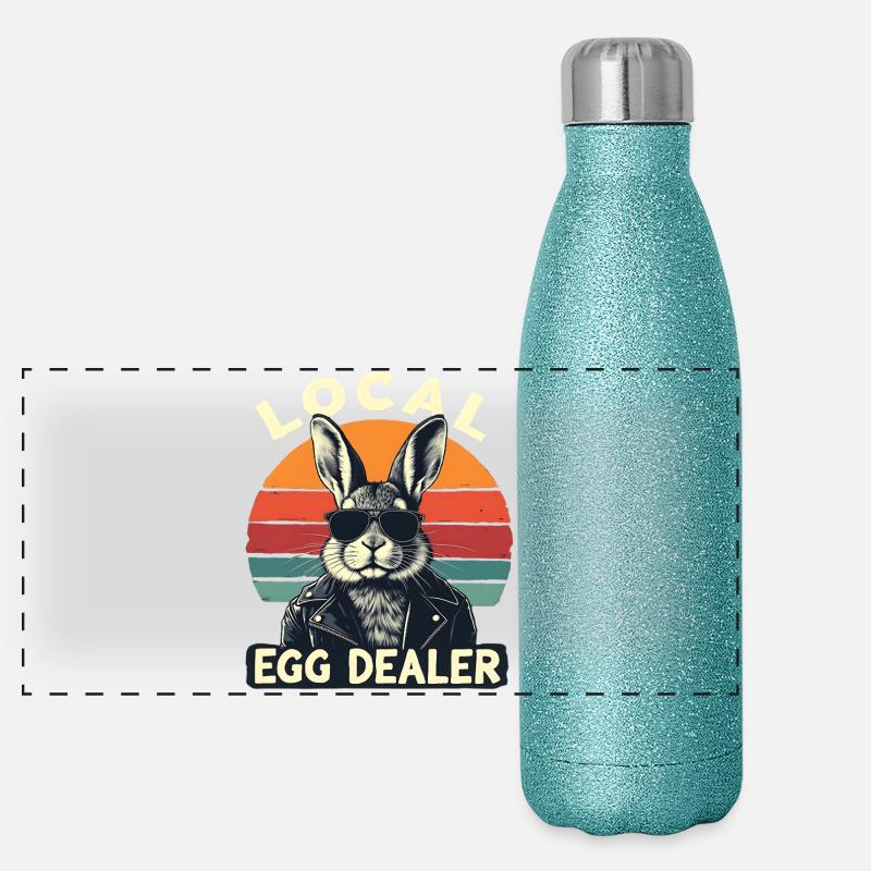 marchand d’œufs local lapin rétro Gourde isotherme panoramique pailletée 500 ml