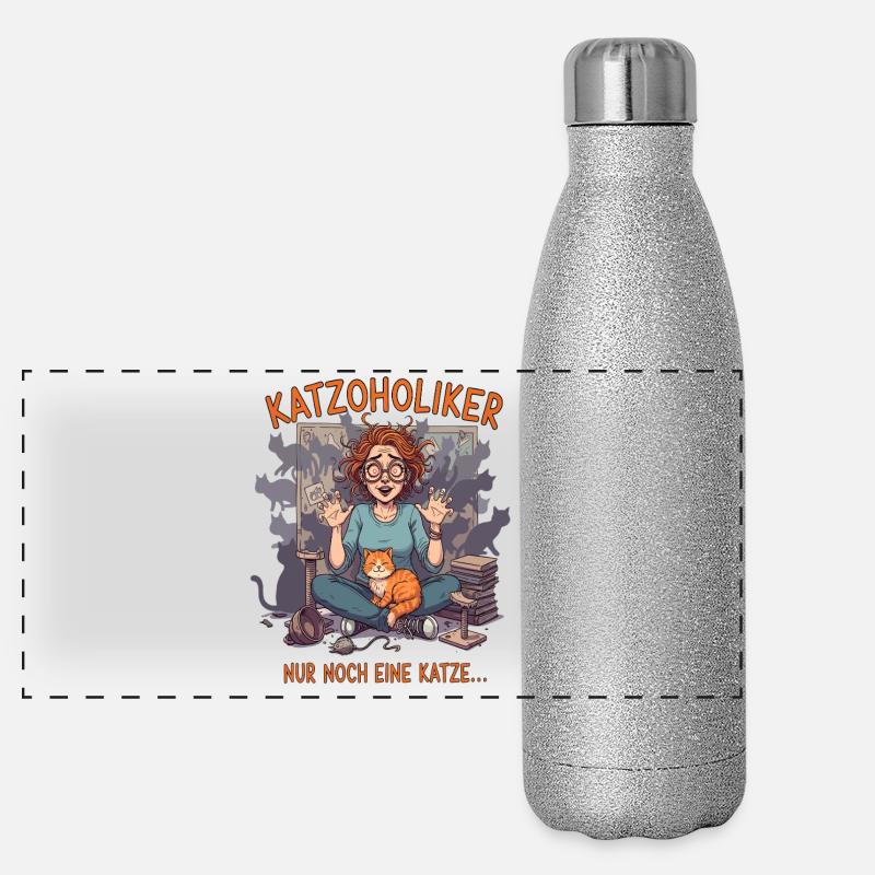 Katzoholiker Nur noch eine Katze - Lustiger Spruch Gourde isotherme panoramique pailletée 500 ml